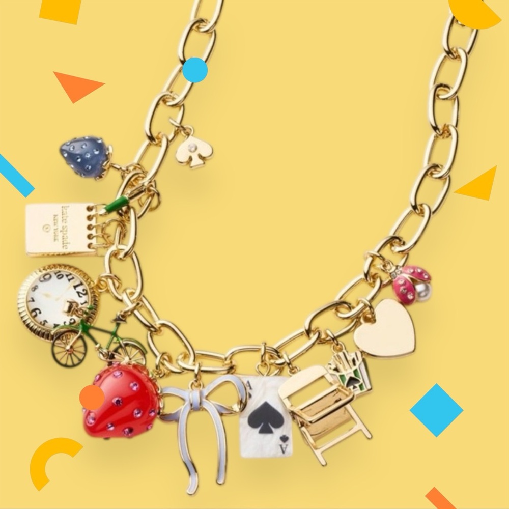 KATE SPADE X Target Gold Chain Charm Necklace Reinventing Nostalgia - Picture 12 of 16
